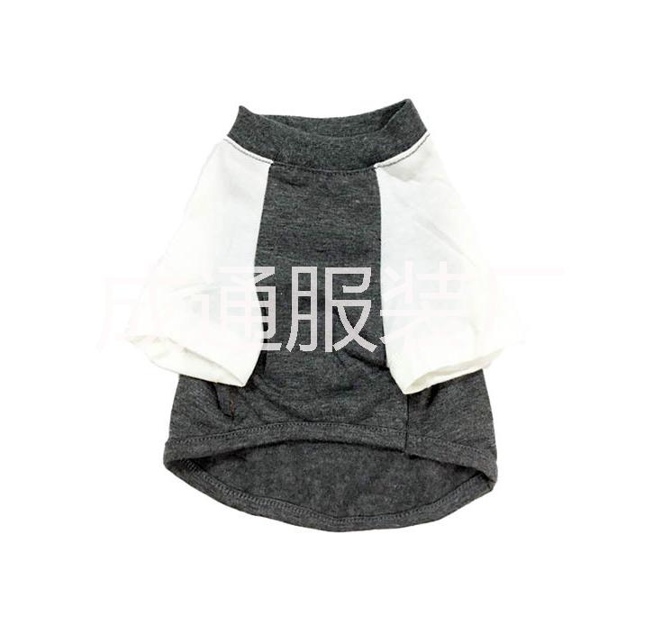 廠家直銷 批發(fā)寵物灰色拼白袖短袖T恤上衣貓狗中小型犬泰迪服飾