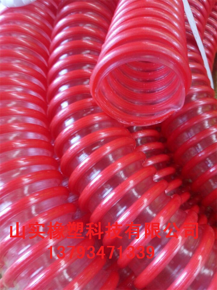 山實廠家pvc紅色塑筋軟管 波紋塑筋軟管 紅色pu螺旋軟管 彩色塑筋增強管 耐磨塑筋螺旋增強軟管