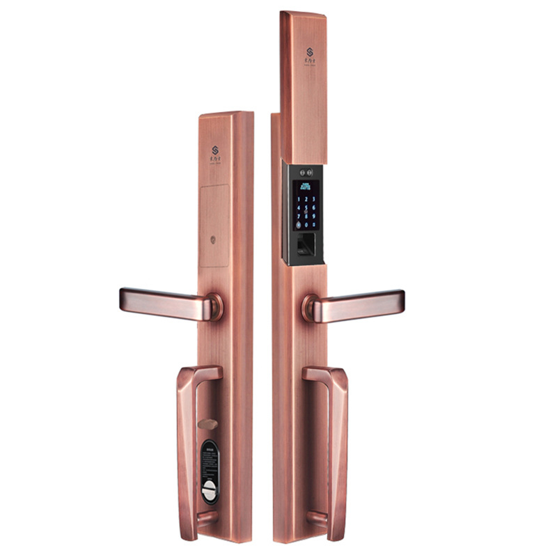 別墅門鎖全不銹鋼材質(zhì)，永葆真色；智能語音導(dǎo)航，門鈴功能 L1098F青古銅  紅古銅