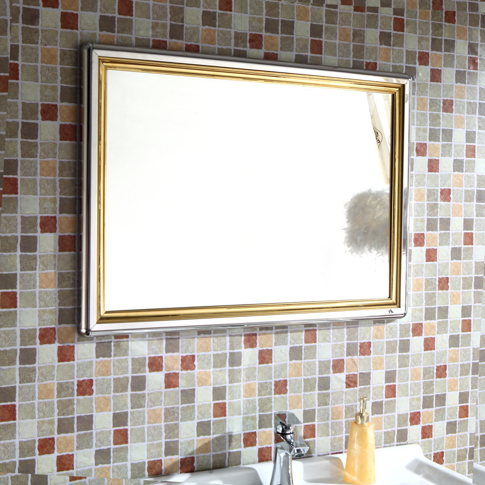 不銹鋼鏡框浴室鏡壁掛衛(wèi)生間鏡子化妝梳妝酒店衛(wèi)浴掛鏡邊框可訂做