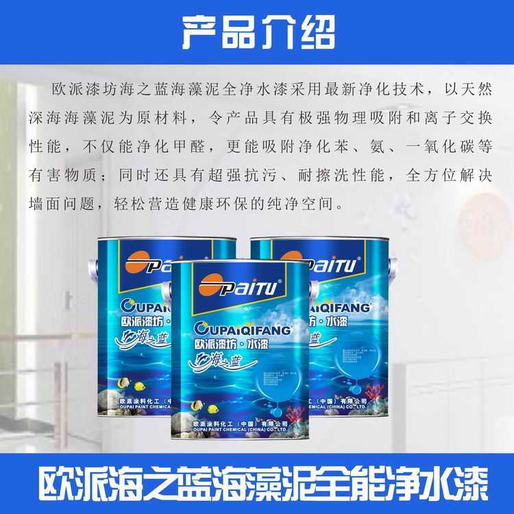 中國*藝術(shù)涂料品牌 歐派漆坊海之藍(lán)海藻泥全凈水漆