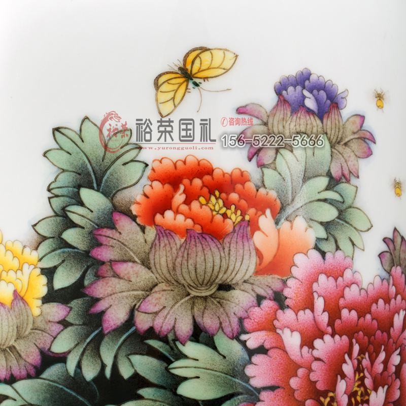 張松茂《國色天香》手繪粉彩瓶