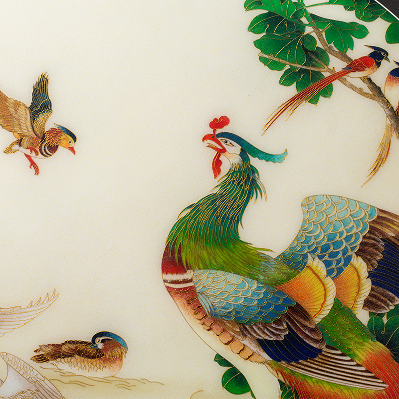 戴嘉林《和鳴圖》景泰藍琺瑯畫