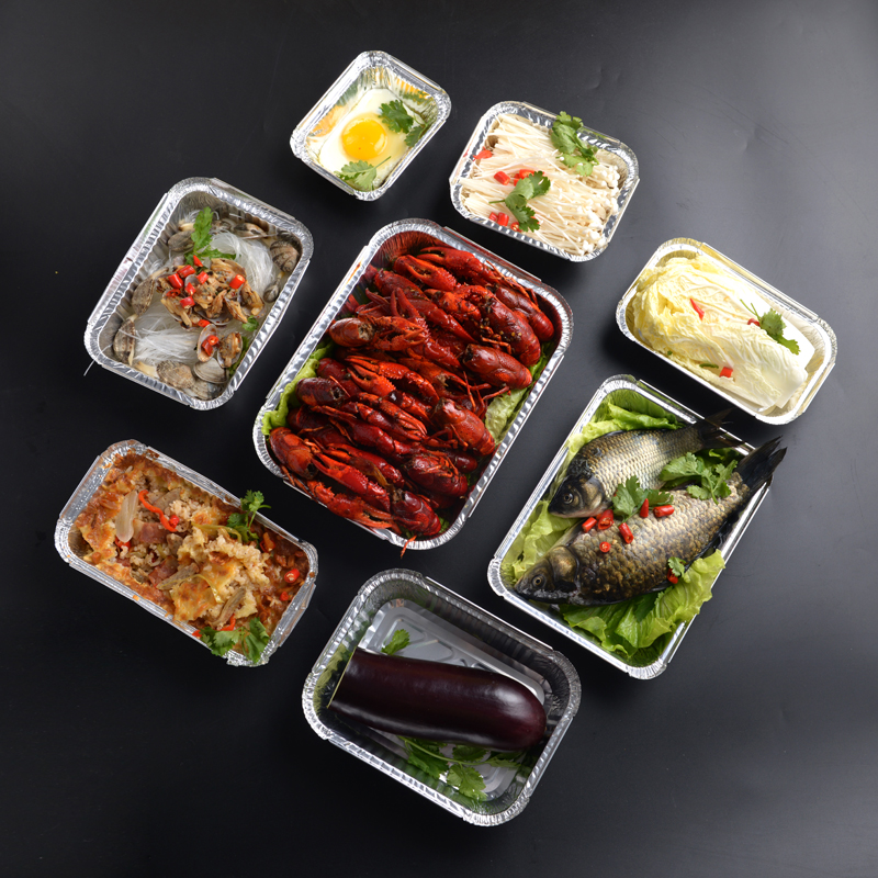廠家批發(fā) 規(guī)格種類多 長方形鋁箔錫紙餐盒焗飯意面外賣