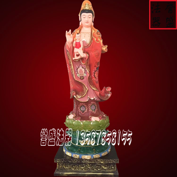 供應(yīng) 玻璃鋼貼金佛像觀音菩薩 送子觀音魚龍觀音