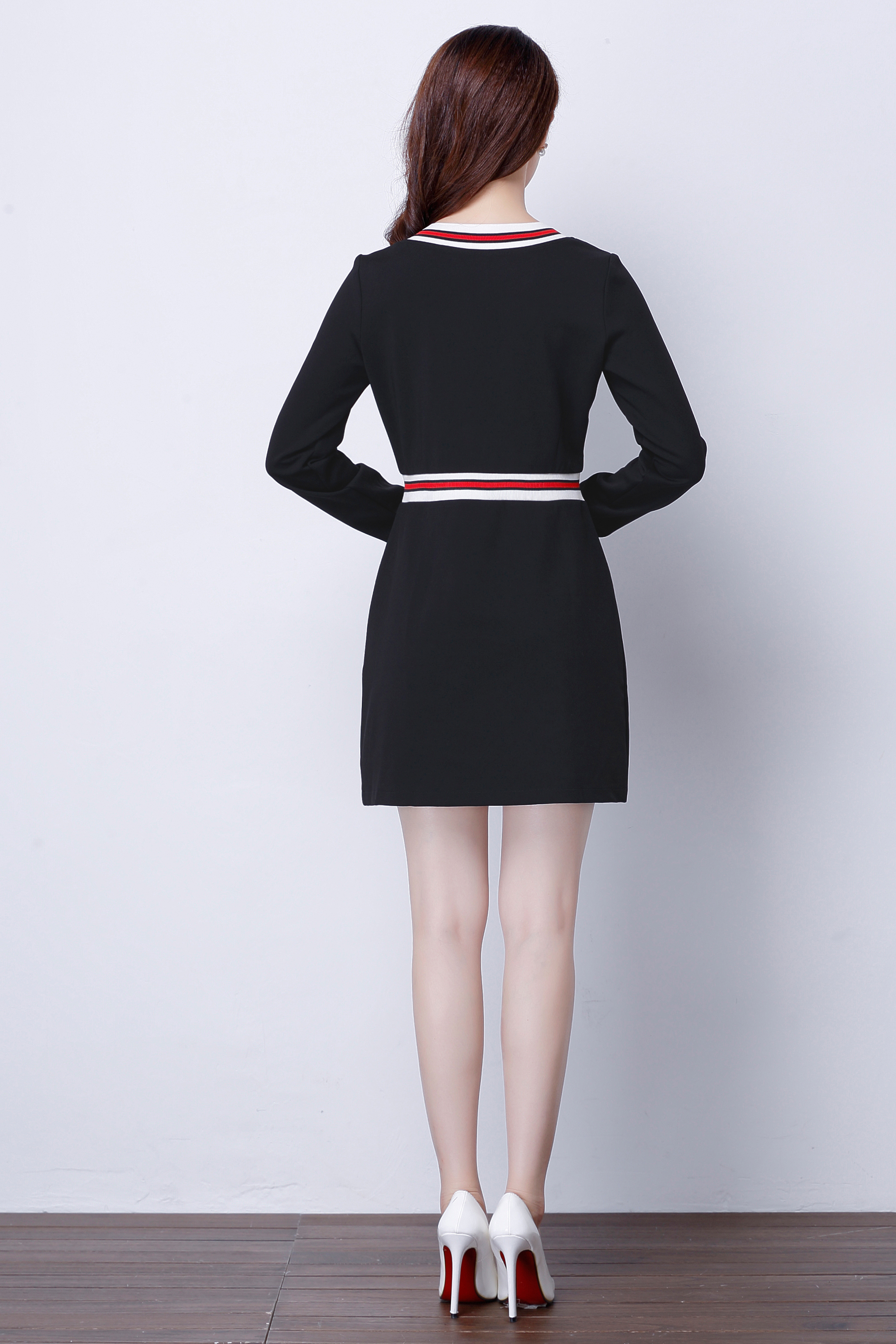 韓版時尚V領(lǐng)拼接修身顯瘦A字裙 廠家直銷 加工定制多種款式可選