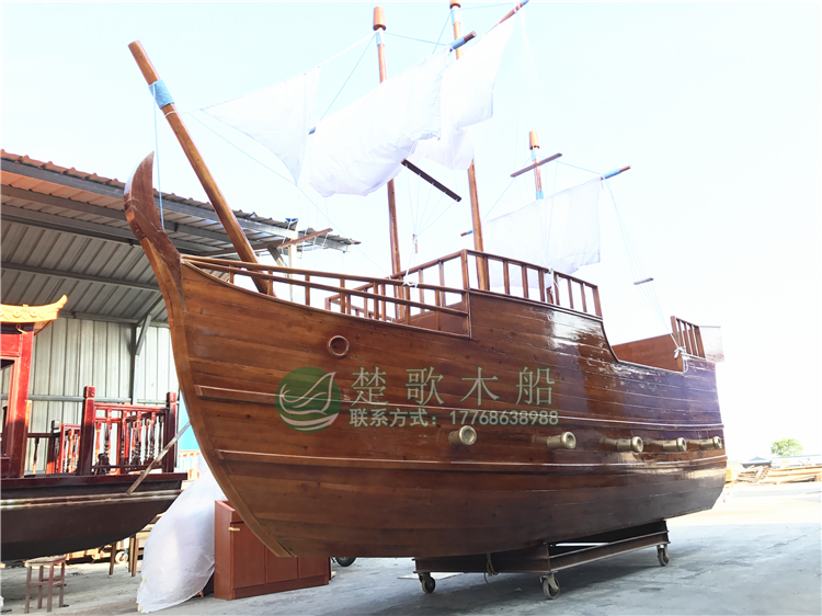 供應(yīng)廣東小區(qū)景觀裝飾船 酒店海盜裝飾木船 大型仿古戶外帆船 商業(yè)廣場大型海盜船