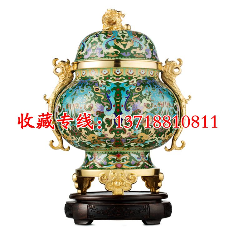 景泰藍(lán)如意雙龍尊 霍鐵輝大師作品