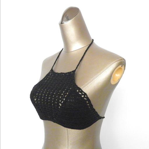 亞馬遜熱賣復(fù)古露背性感掛脖沙灘吊帶衫 批發(fā)鉤花比基尼