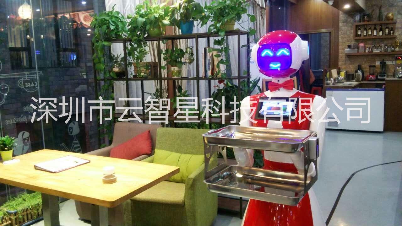 云智星三代磁條有軌送餐機(jī)器人 商務(wù)迎賓廣告促銷(xiāo)送餐機(jī)器人廠家