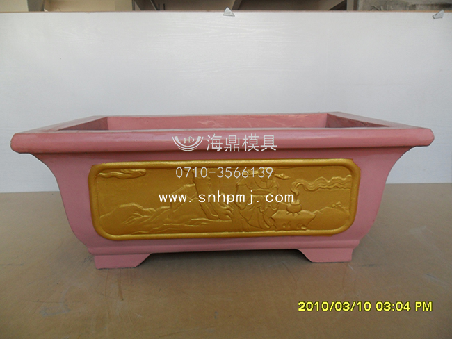 長方形水泥花盆模具，浮雕樣式