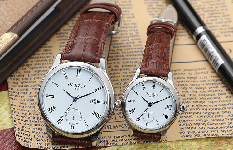 奧美茄OLMECA時(shí)尚情侶手表 爆款個(gè)性超薄防水情侶手表時(shí)尚情侶表石英表學(xué)生男女手表日歷框簡約情侶表