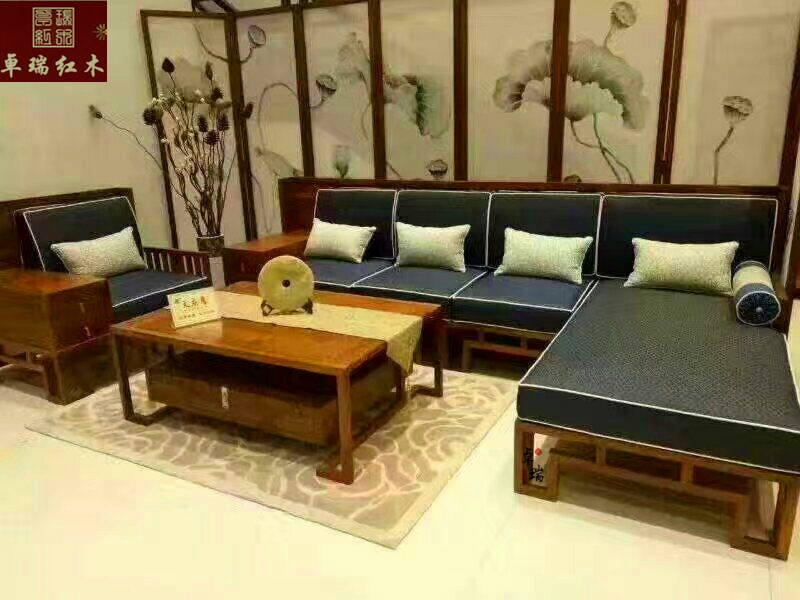 非洲花梨木轉(zhuǎn)角沙發(fā)廠家批發(fā)T字型沙發(fā)價(jià)格新款*紫檀轉(zhuǎn)角沙發(fā) 卓瑞紅木新中式沙發(fā)生產(chǎn)批發(fā)廠家