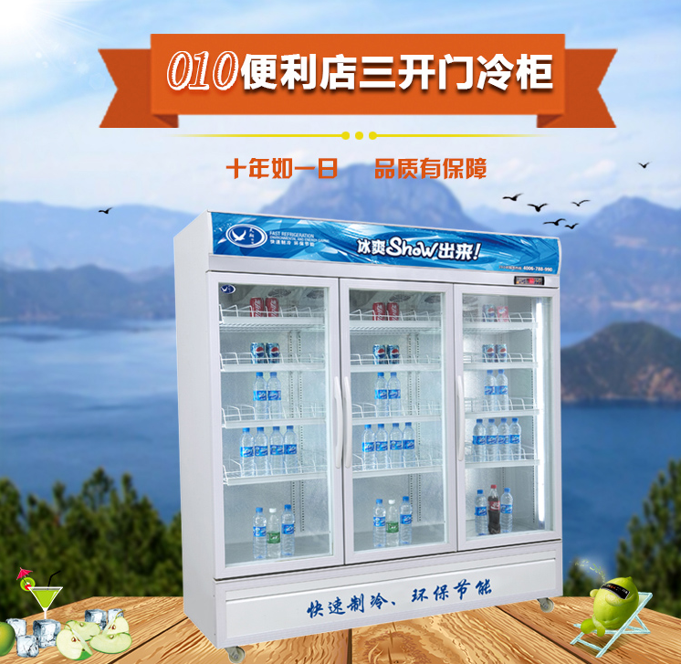 廣州便利店三門展示柜廠家直銷  供應冷藏設備制冷設備  超市冷柜