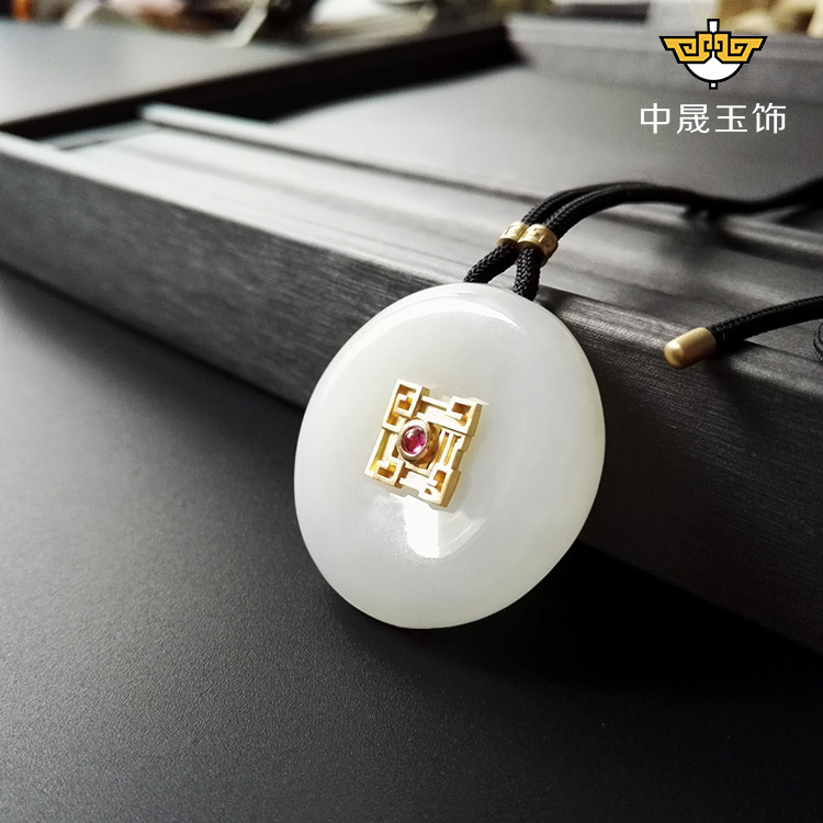 金鑲玉四大守護神吊墜 和田玉廠家直銷 中晟原創(chuàng)18K金鑲玉吊墜 青海昆侖玉白虎 男女款