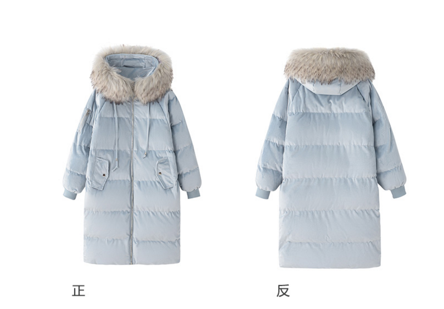 金絲絨棉服中長款大毛領(lǐng)棉衣加厚棉襖外套韓版收腰