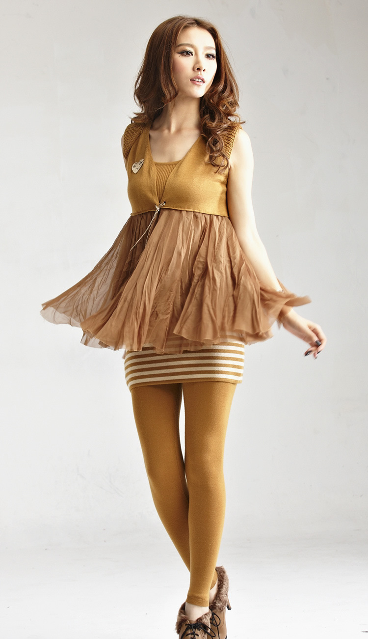 秋冬新款毛線針織連裙褲 韓版顯瘦包臀條紋打底修身裙褲毛織短褲 秋冬針織毛褲