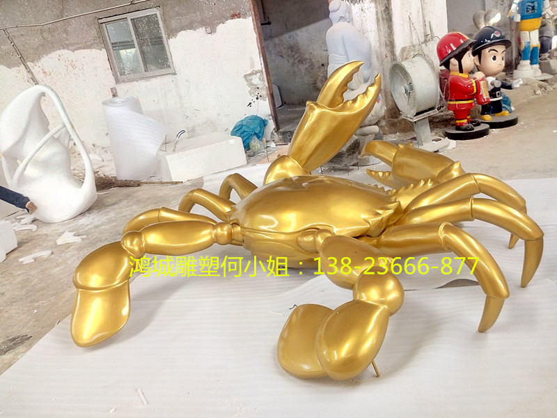 迎賓形象玻璃鋼螃蟹雕塑點(diǎn)綴海鮮城 仿真生物雕塑