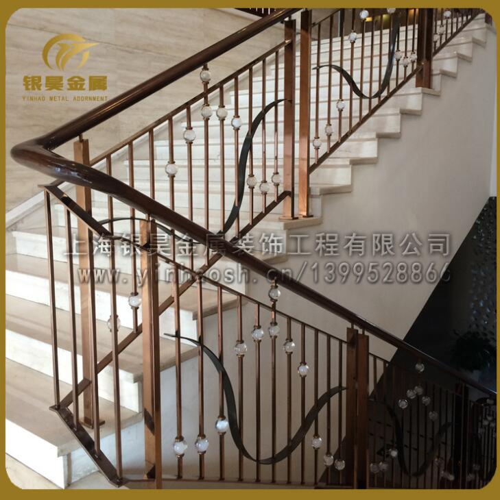 供應精美不銹鋼護欄鍍鈦欄桿鍍鈦樓梯扶手定制鈦金圍欄