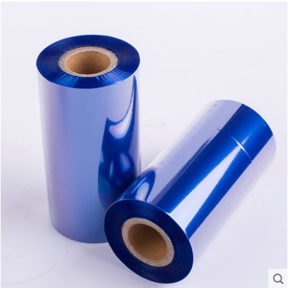 藍色碳帶全樹脂基110mm*300m亞銀標簽pet合成紙打印機彩色碳帶