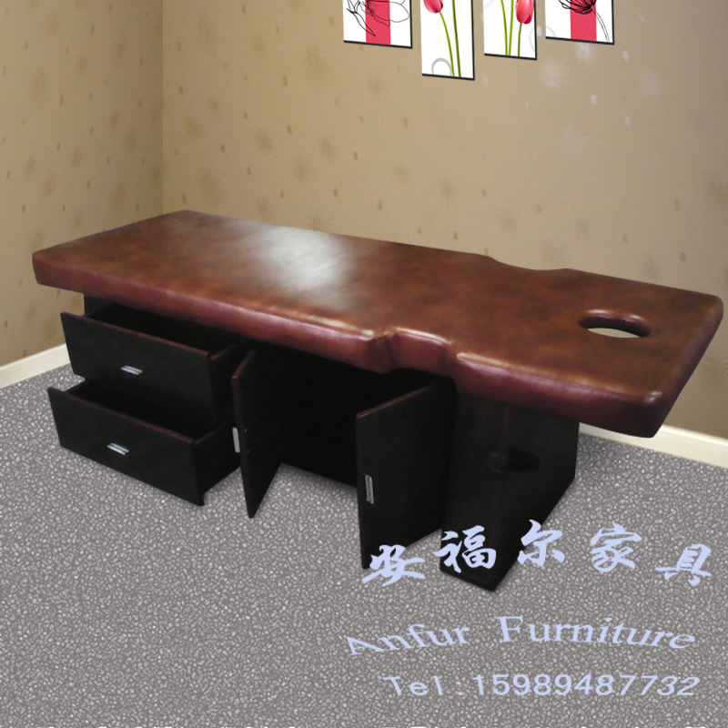 理療床推拿中醫(yī)理療桑拿床廠家直銷 中式頭層牛皮實木按摩床 理療床