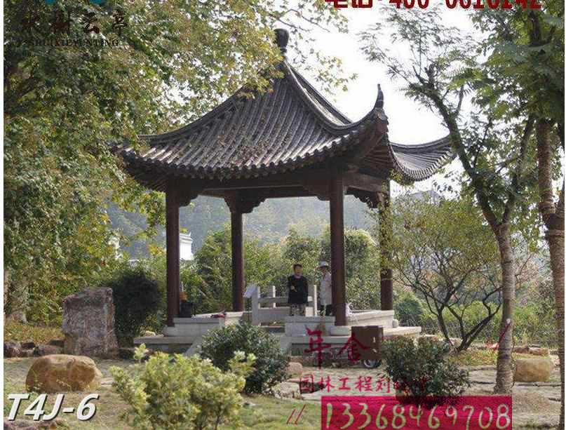 古建六角菠蘿格涼亭 戶外防腐木庭院  公園古建六角涼亭