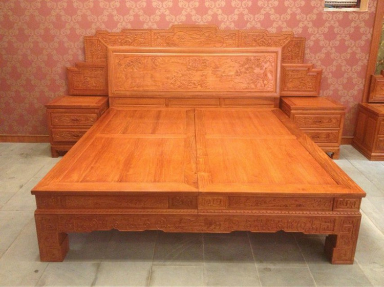 供應(yīng)東陽(yáng)木雕供應(yīng)廠家 東陽(yáng)木雕供應(yīng)廠家紅木家具床直銷(xiāo)大床廠家批發(fā)非洲花梨木緬花