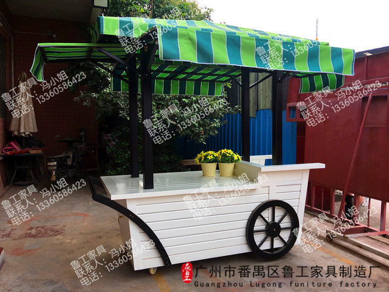 防腐木售貨車木質(zhì)缽仔糕售貨亭小吃