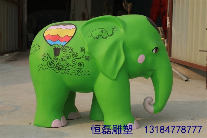 玻璃鋼彩繪大象雕塑制作玻璃鋼雕塑廠家定制 玻璃鋼大象雕塑