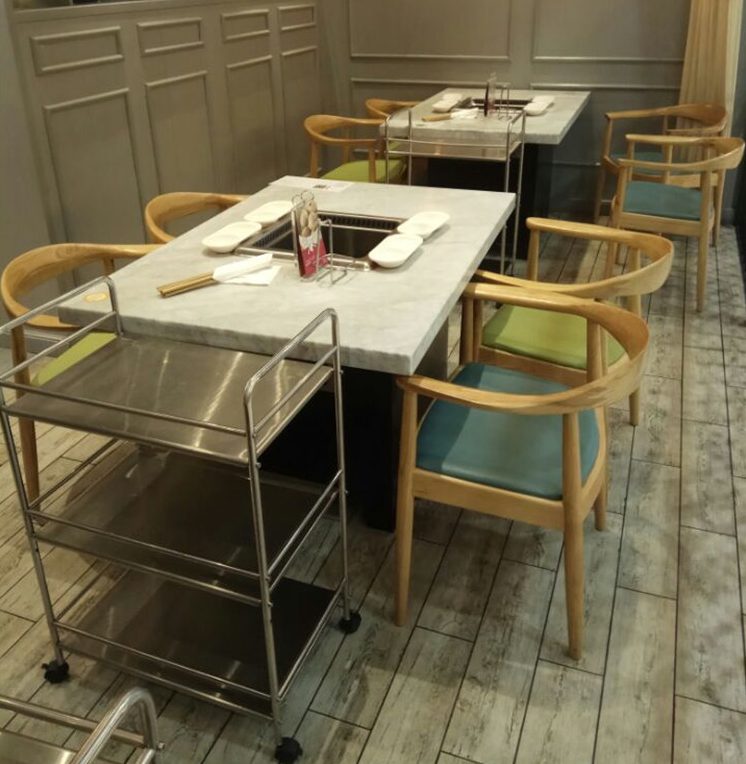 實木無煙凈化火鍋桌椅 大理石火鍋桌椅