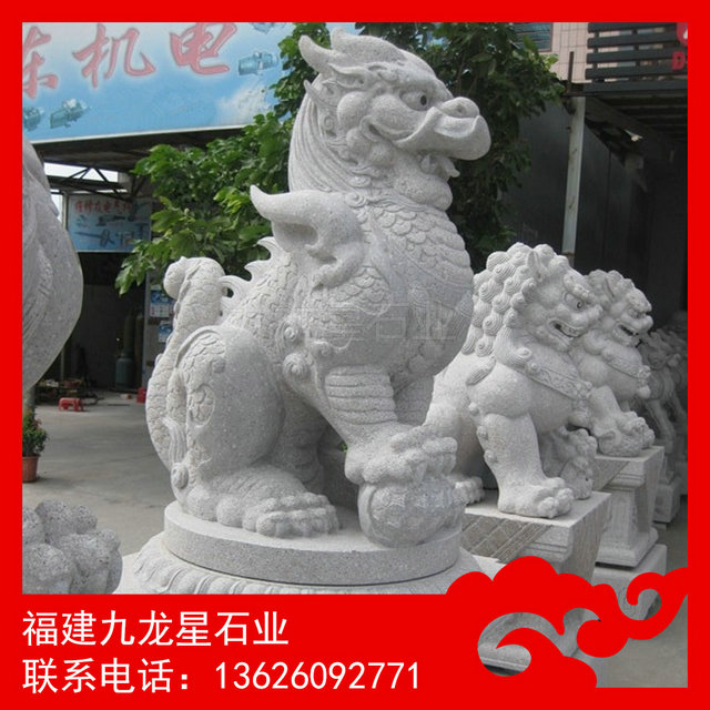 四大神獸石雕麒麟 漢白玉麒麟 惠安雕刻廠家直銷