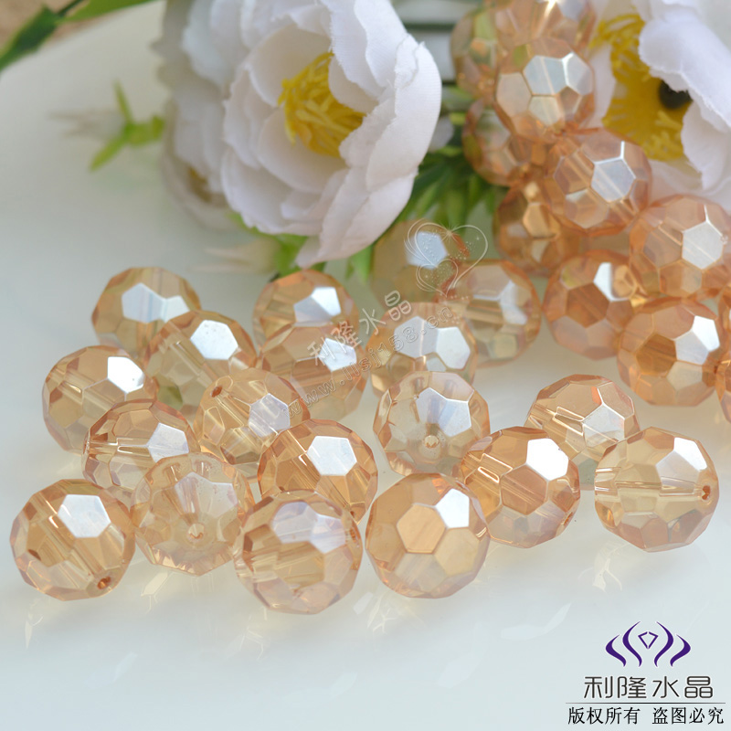水晶切面珠金香檳色 DIY玻璃珠子 水晶珠簾散珠 地球珠批發(fā)廠家
