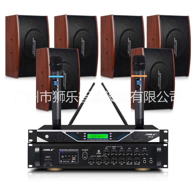 獅樂會議培訓(xùn)教室店鋪背景音樂設(shè)備AV108+BX208 壁掛箱藍(lán)牙功放設(shè)備 專業(yè)會議音響套裝組合