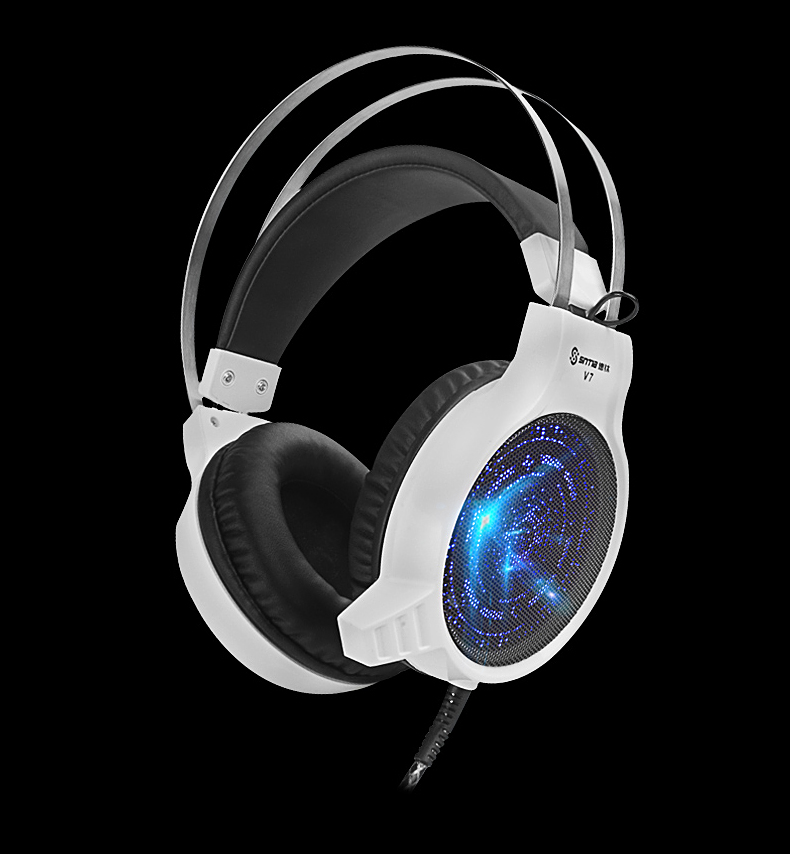 V7 速鈦頭戴式有線耳機K歌聲音抖音游戲電競吃雞音樂帶麥筆記本臺式PC游戲耳麥工廠直營 V7 白色