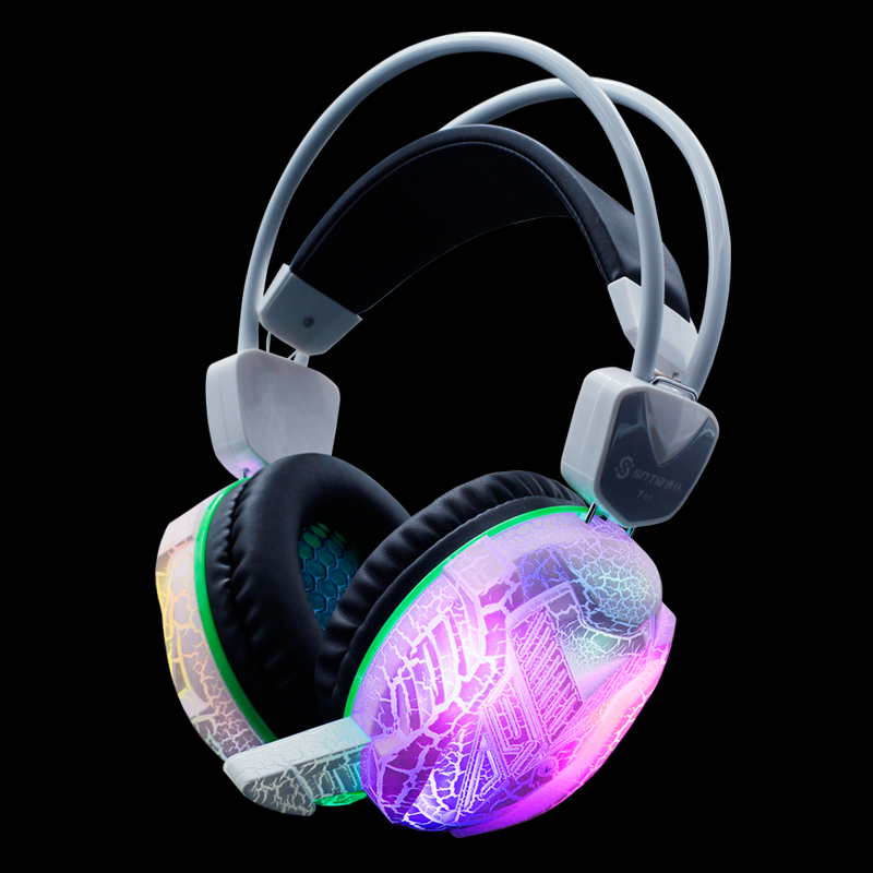 T01 速鈦電競吃雞網(wǎng)吧網(wǎng)咖電競館游戲耳機七彩呼吸裂紋發(fā)光震耳麥跨境電商外貿(mào)渠道批發(fā) T01發(fā)光耳機