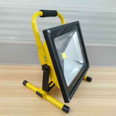 戶外施工燈 室外照明燈50W無極旋鈕調(diào)光充電投光燈 泛光燈批發(fā)
