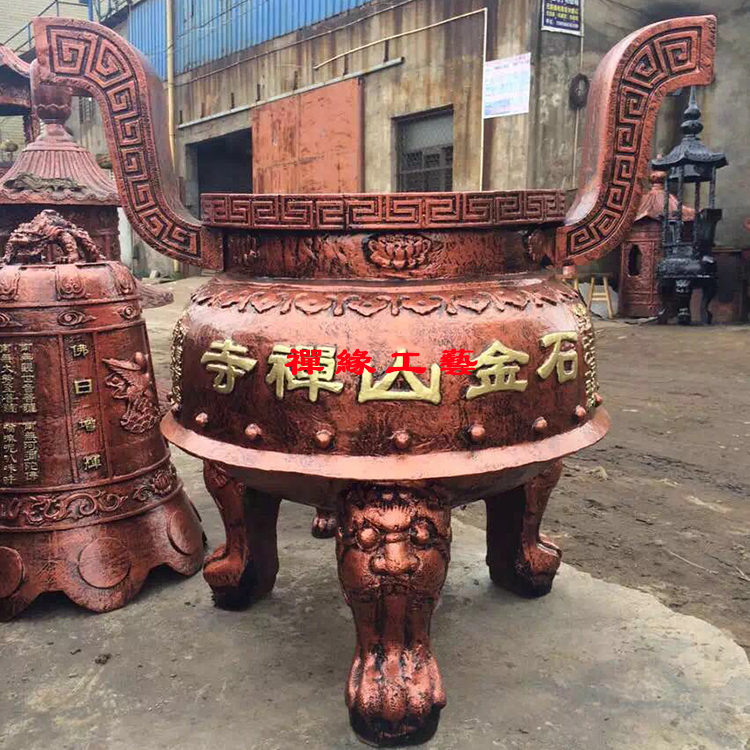供應(yīng)鑄鐵圓形平口香爐 寺廟佛寺道觀香爐 鑄鐵香爐廠家