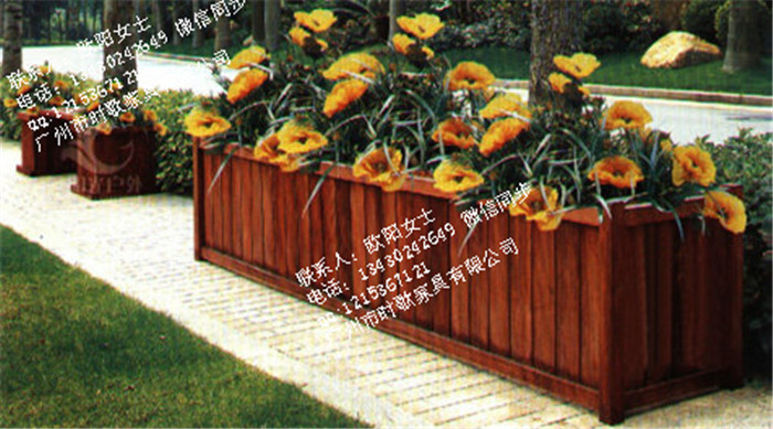 泰州步行街木制花箱 實木花箱組合 街道阻隔花箱定制