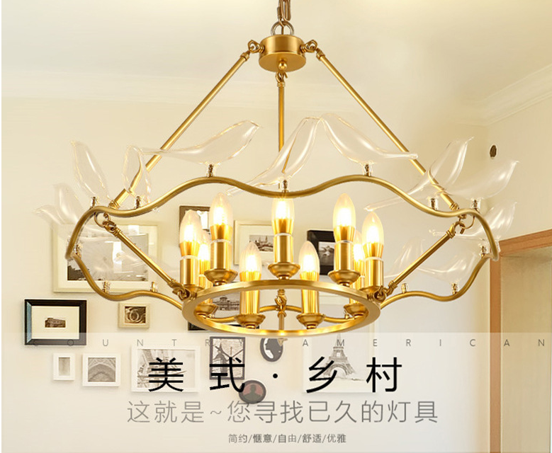 北歐輕奢后現(xiàn)代小鳥玻璃吊燈 客廳餐廳奢華電鍍金創(chuàng)意藝術(shù)燈具
