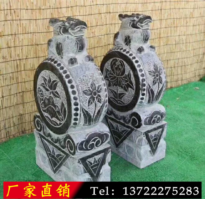 青石門墩，青石抱鼓石，青石石鼓