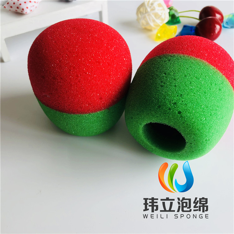 東莞海綿廠家定制高密度雙色海綿話筒套圓形防風(fēng)海綿