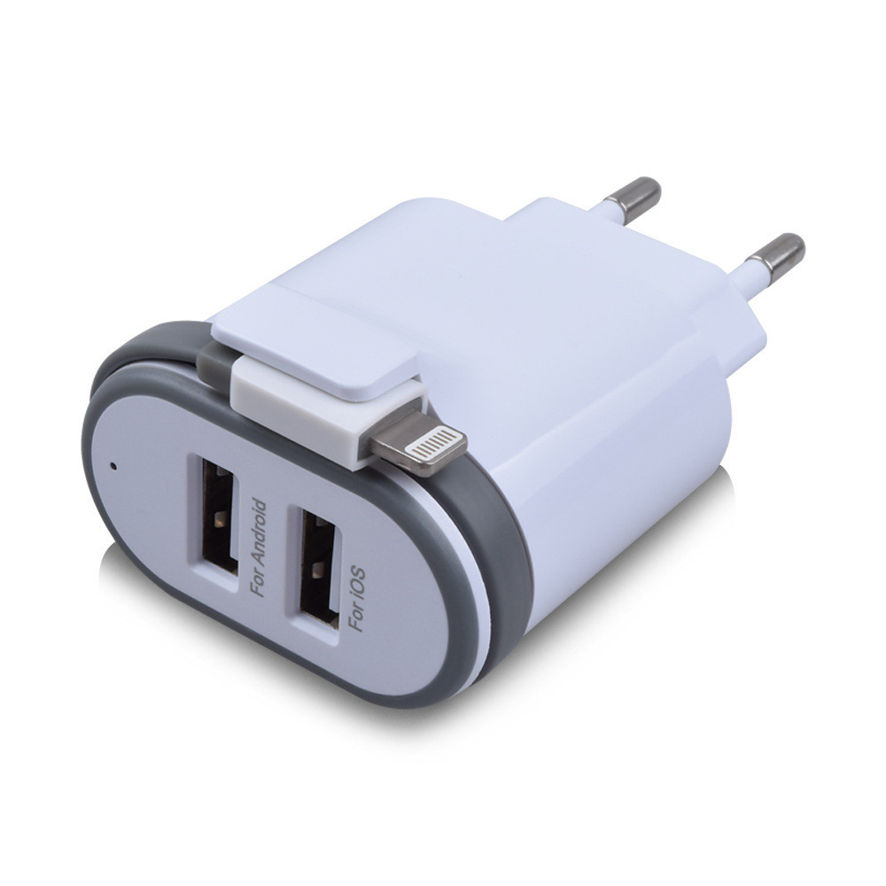 新款英規(guī)歐規(guī)美規(guī)帶線充電頭 5V2.1A充電器帶線 雙USB接口適配器