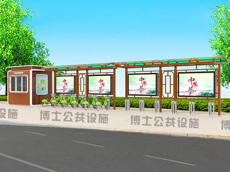 現(xiàn)代智能城市自行車棚廠家 現(xiàn)代公共自行車棚圖片