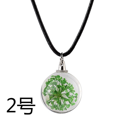 自然清新 玻璃干花 亞克力花朵項鏈 吊墜 速賣通貨源*