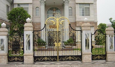 廠家供應(yīng)鐵藝大門 花園庭院雕花鋁合金大門 耐腐蝕鑄鋁平開鋁藝大