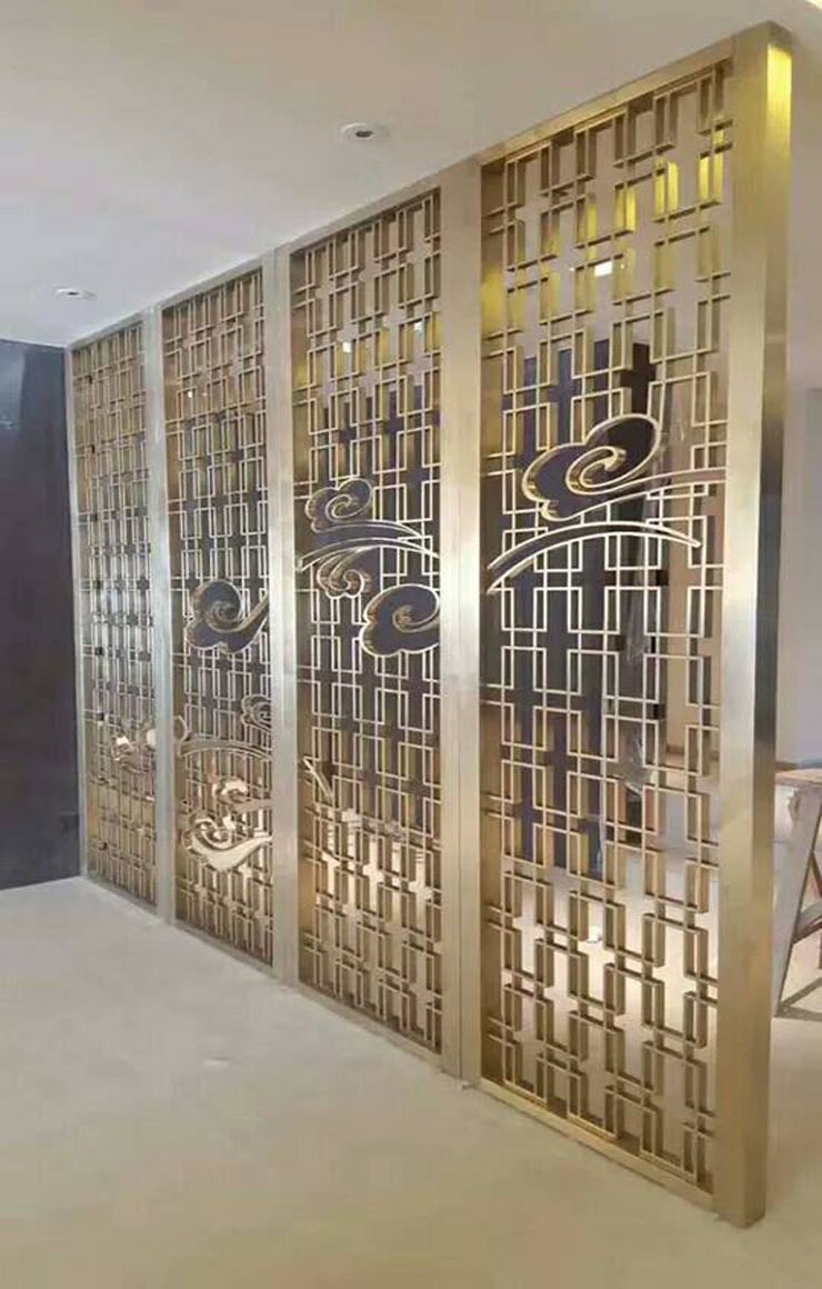 廠家直銷不銹鋼鏤空屏風(fēng)歡迎 家用 ktv 酒店各種款式 黑金鈦屏風(fēng)