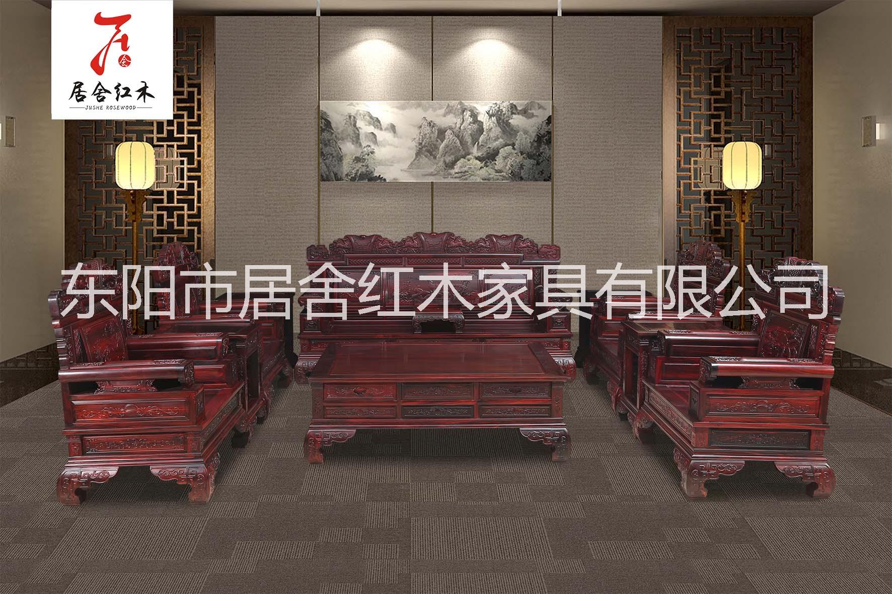 黑酸枝明韻沙發(fā)11件套-紅木家具廠-紅木沙發(fā)-新中式家具