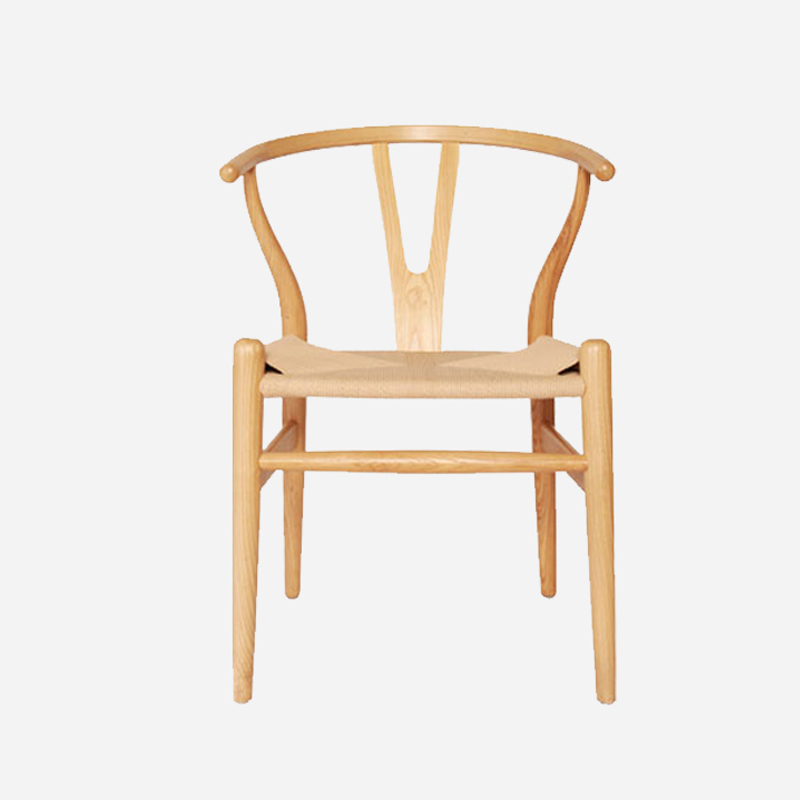 水曲柳實(shí)木椅藤椅北歐Y字椅原木椅