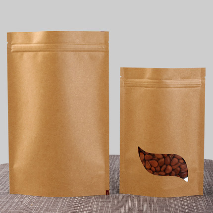 開窗牛皮紙袋批發(fā) 防潮自封食品袋禮品袋價格 干果瓜子茶葉包裝袋廠家