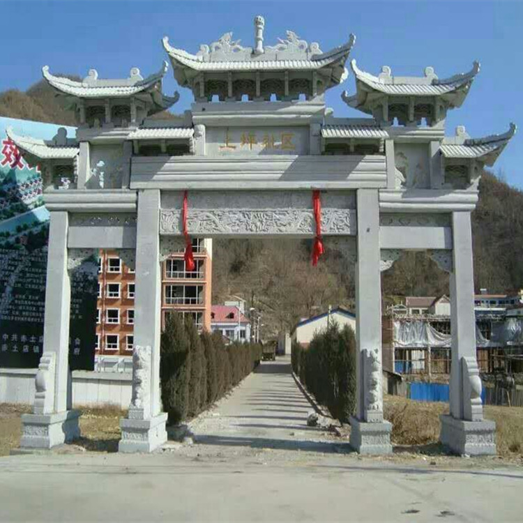 寺廟石牌坊-石頭雕刻牌坊大門-簡(jiǎn)易石雕山門